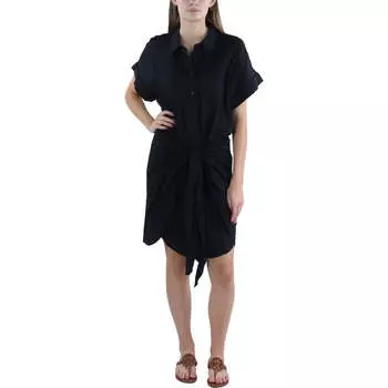 Женское льняное платье-рубашка с завязкой спереди Lauren Ralph Lauren, черный
