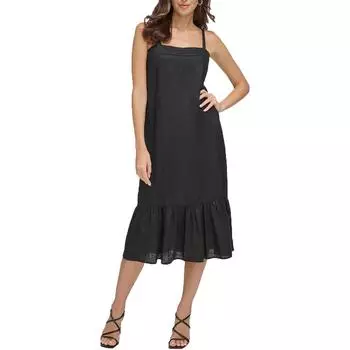 Женское льняное платье-трапеция DKNY, черный