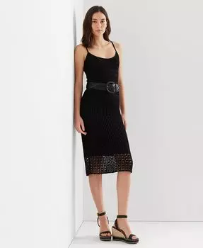 Женское льняное платье вязки пуантелле Lauren Ralph Lauren, черный
