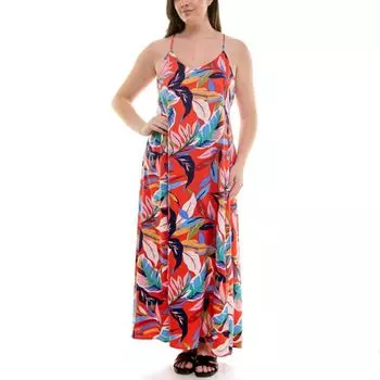 Женское макси-платье-комбинация из сатина Nicole Miller, цвет orange print