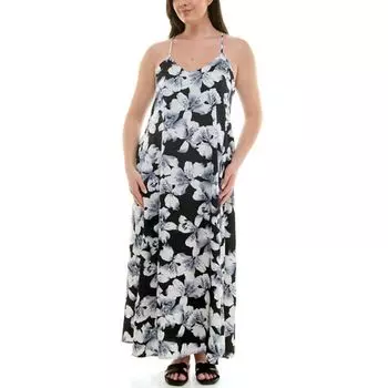 Женское макси-платье-комбинация из сатина Nicole Miller, цвет black print