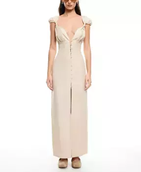 Женское макси-платье Meadow из смесового льна Lioness, коричневый/бежевый