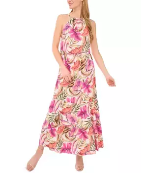 Женское макси-платье с тропическим принтом на бретелях CeCe, мультиколор