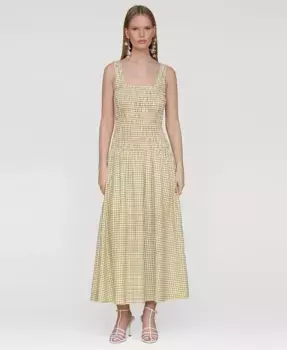 Женское макси-платье с заниженной талией и сборчатым лифом на бретелях Avec Les Filles, зеленый