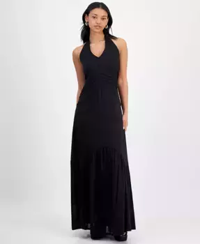 Женское макси-платье с защипами и плиссировкой на бретелях And Now This, черный