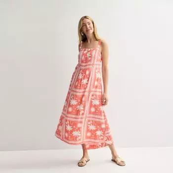 Женское макси-платье с защипами Sonoma Goods For Life, цвет coral white palm