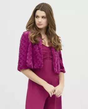 Женское меховое болеро с французскими рукавами Veneno en la piel, фуксия