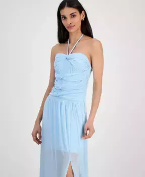 Женское мессиво макси-платье с бандо и запахом на шее Bar III, синий