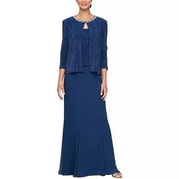 Женское металлическое вечернее платье из 2 предметов Alex Evenings