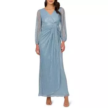 Женское металлизированное драпированное вечернее платье Adrianna Papell