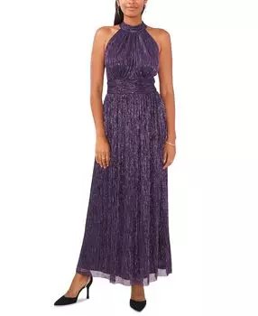 Женское металлизированное жатое платье с бретелью через шею MSK, синий