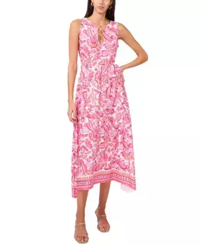 Женское миди-платье без рукавов с принтом и отделкой в виде O-колец MSK, мультиколор