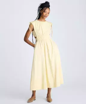 Женское миди-платье Butter Yellow с завязками на плечах и сборками Kenneth Cole, коричневый/бежевый