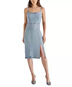 Женское миди-платье Giselle из денима с разрезом спереди Steve Madden, синий