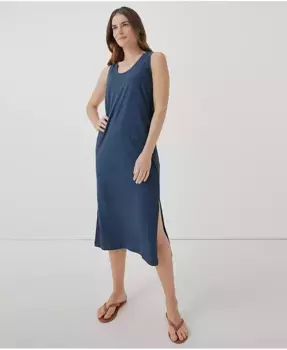 Женское миди-платье из органического хлопка Softspun Pact, синий