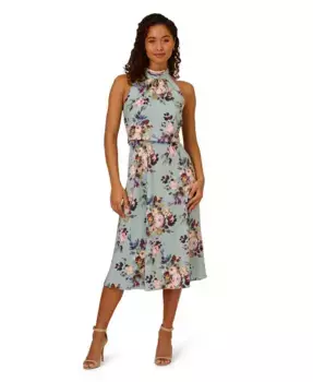 Женское миди-платье из шифона на бретелях Adrianna Papell, мультиколор