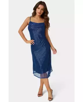 Женское миди-платье с плиссированным капюшоном Bebe, синий