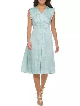 Женское миди-платье с принтом DKNY, голубой