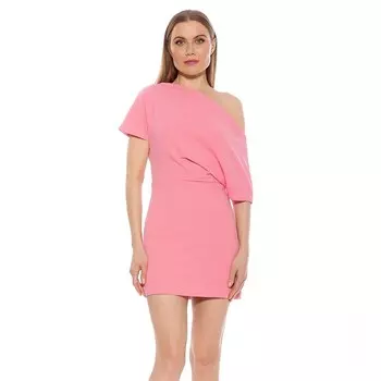 Женское мини-платье А-силуэта ALEXIA ADMOR с драпированными плечами, розовый