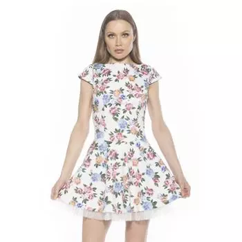 Женское мини-платье Aleena с короткими рукавами Alexia Admor, цвет ivory floral