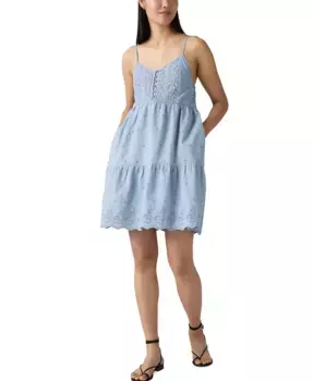 Женское мини-платье Cora из хлопка с ажурной вышивкой Levi's, синий