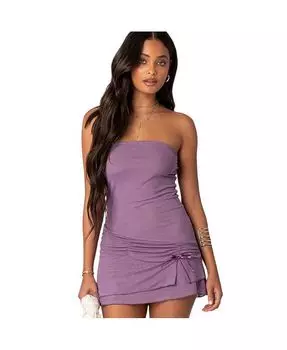 Женское мини-платье Evelin со сборками по подолу Edikted, фиолетовый