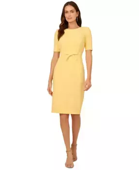 Женское мини-платье-футляр с бантом на лифе весеннее Adrianna Papell, розовый