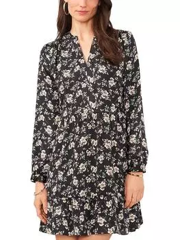 Женское мини-платье-футляр с цветочным принтом Vince Camuto, цвет rich black