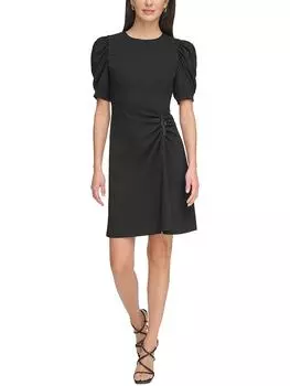 Женское мини-платье-футляр с оборками DKNY, черный