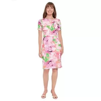 Женское мини-платье-футляр с завязками по бокам London Times, цвет coral pink