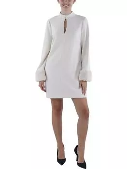 Женское мини-платье из искусственного меха выше колена French Connection, цвет classic cream