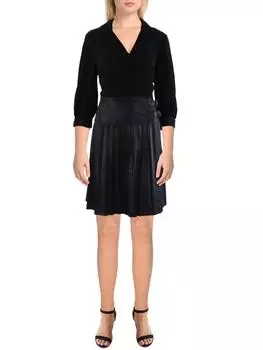 Женское мини-платье из искусственной кожи со складками Karl Lagerfeld Paris, черный