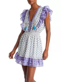 Женское мини-платье из полиэстера с принтом BELL, синий/фиолетовый