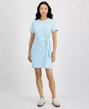 Женское мини-платье из трикотажа с завязками на боку On 34th, синий