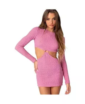 Женское мини-платье Nekita с фактурным вырезом Edikted, розовый