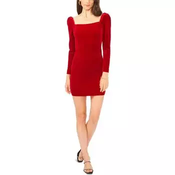Женское мини-платье принцессы из бархата со швами 1.State, цвет vibrant red