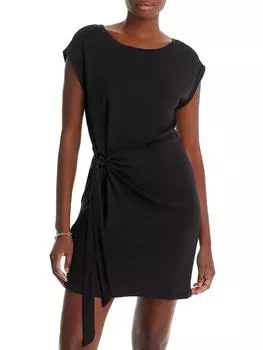 Женское мини-платье-рубашка с завязками по бокам Three Dots, черный