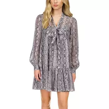 Женское мини-платье с анималистичным принтом MICHAEL Michael Kors, черный