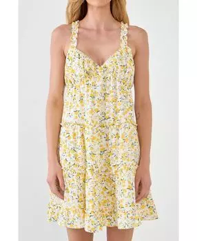 Женское мини-платье с цветочным принтом и рюшами endless rose