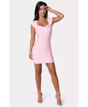 Женское мини-платье с каплевидными рукавами из бандажной ткани Bebe, розовый