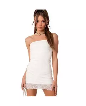 Женское мини-платье с кружевной отделкой Seraphina Edikted, белый