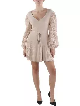 Женское мини-платье с кружевом и пайетками French Connection, цвет cement