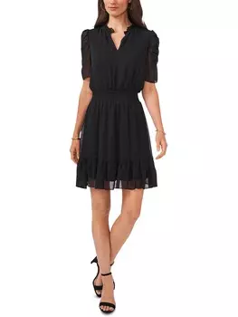 Женское мини-платье с оборками и присборами Petites MSK, черный