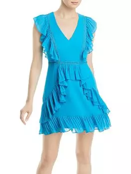 Женское мини-платье с оборками и воланами BCBGMAXAZRIA, цвет vivid