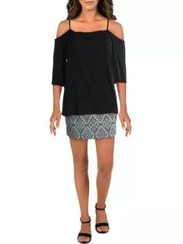 Женское мини-платье с открытыми плечами и заниженной талией Bailey 44, черный/серый