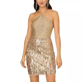 Женское мини-платье с пайетками для коктейля и вечеринки Liv Foster, цвет light gold