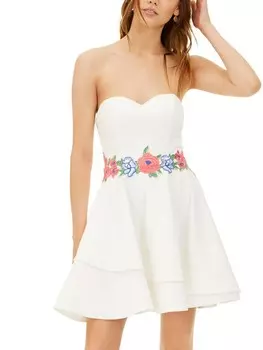 Женское мини-платье с расклешенной юбкой и вышивкой для юниоров B. Darlin, белый
