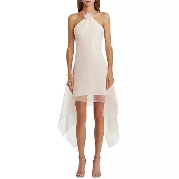 Женское мини-платье с розеткой и бретелью через шею Amanda Uprichard, красный