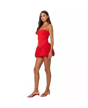 Женское мини-платье с юбкой-пузырем в рубчик Edikted, красный