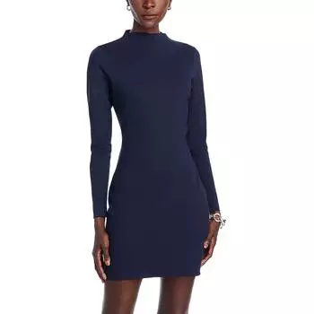 Женское мини-платье с воротником-стойкой выше колена Aqua, темно-синий